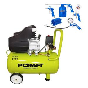 Compresor De Aire Prescott 50lt 2.5 Hp Elect. + Kit 5 Piezas