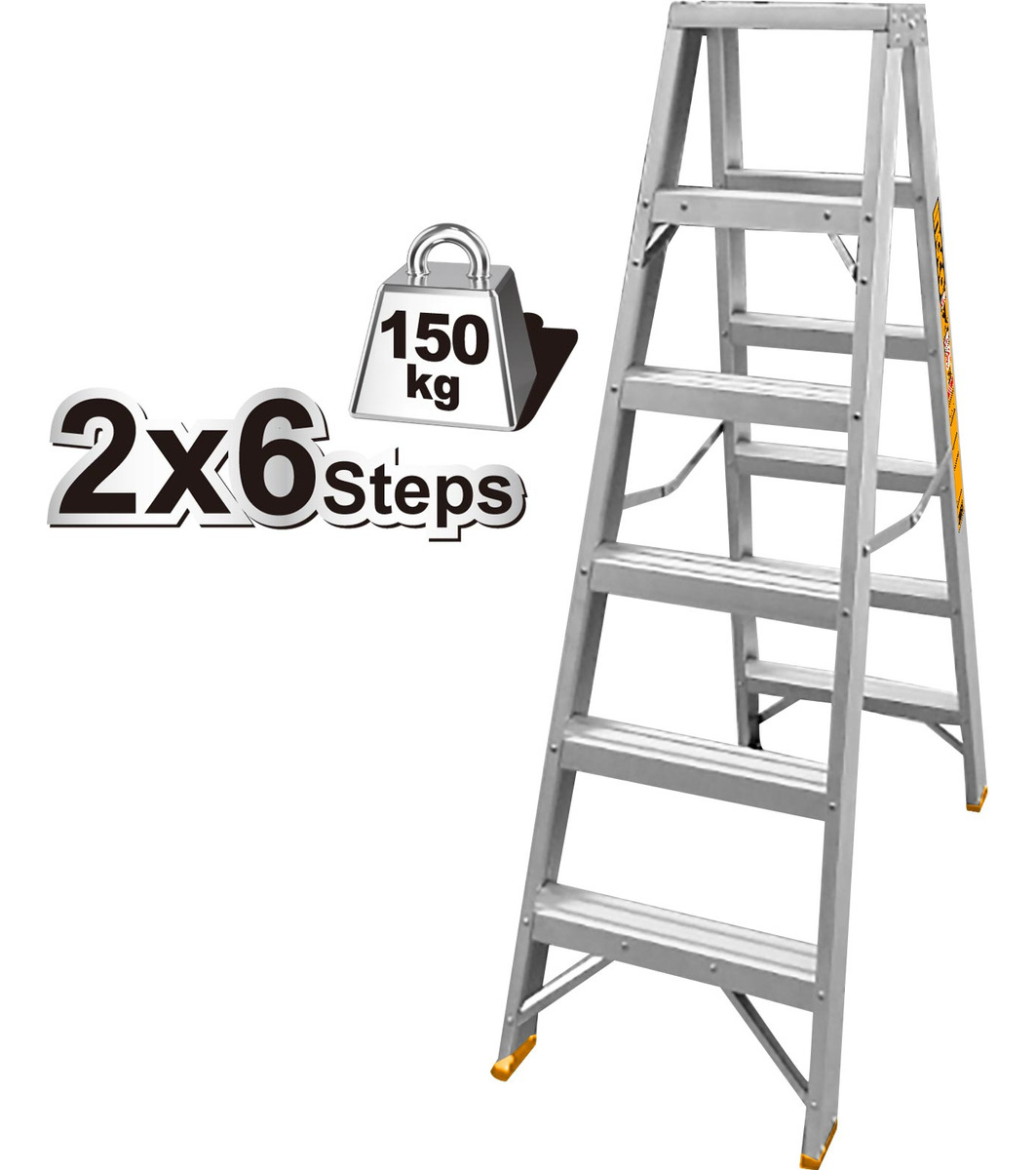 Escalera Pintor Aluminio Doble Hoja 6 Escalones Ingco 150kgs