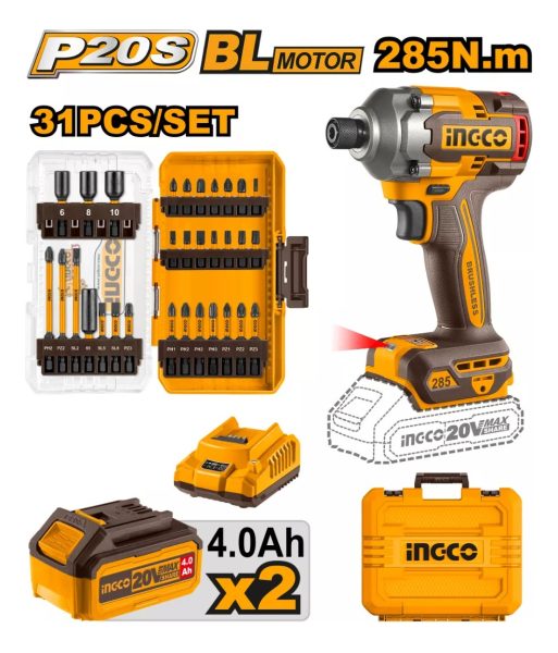 Atornillador Impacto 285nm 20v +31 Valija Ingco Cosli240966 - Imagen 2