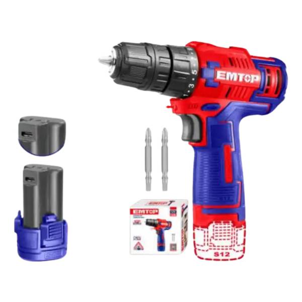 Taladro Atornillador Inalámbrico 12v Emtop Cable Portátil Co