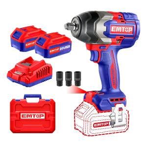 Llave De Impacto 850nm + 2 Baterias 4ah Y Cargador Emtop Col