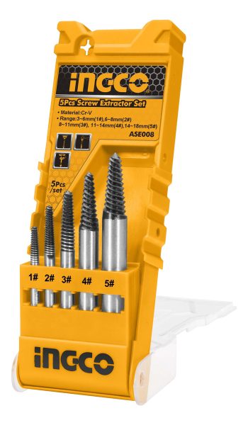 Ff Kit 5 Contra Macho Extractor De Tornillos Ingco Ase008 - Imagen 2