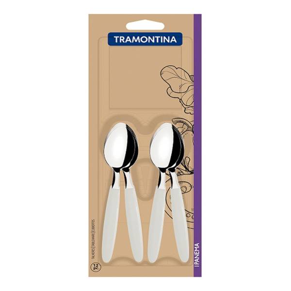 Cuchara De Té 12 Piezas Tramontina Mango Blanco Ipanema