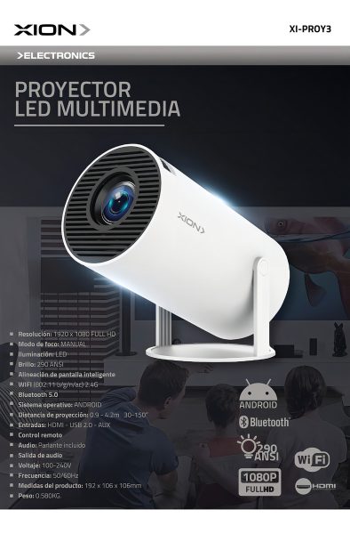 Proyector Smart Android Full Hd Wifi Xion Xi-proy3 Color Blanco - Imagen 2