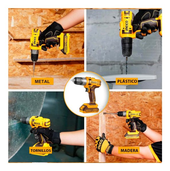 Set Atornillador Impacto 20v Y Atornillador 20v 10mm Ingco C - Imagen 3