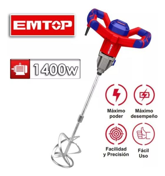 Mixer Batidor Mezclador De Pinturas 1400w Emtop Emxr14001 Ws - Imagen 2