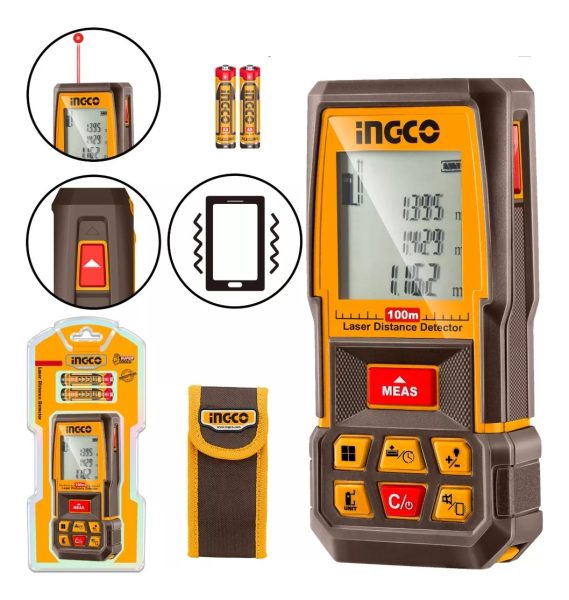 Medidor De Distancia Laser 100mts C/estuche Ingco Hldd1008 - Imagen 2