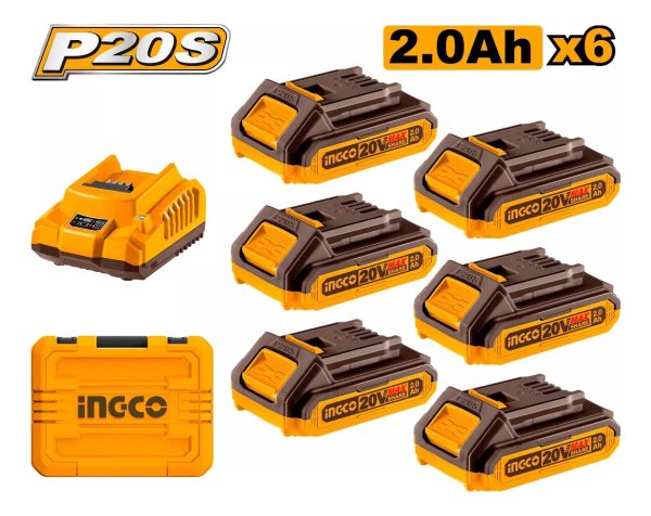 Set X 6 Baterias 2.0ah + Cargador En Valija Ingco - Imagen 2