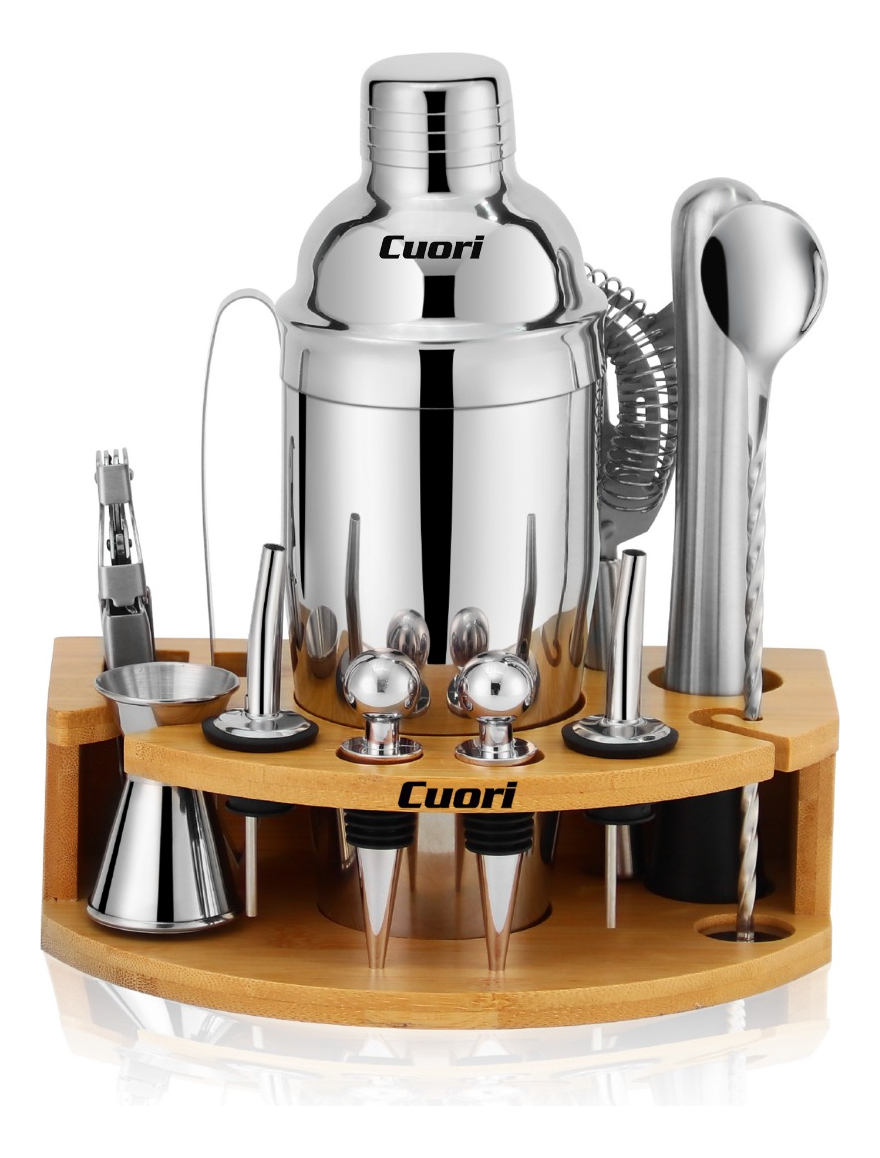 Set Coctelería Cuori Bar 12 Pzs Acero Inoxidable + Soporte C