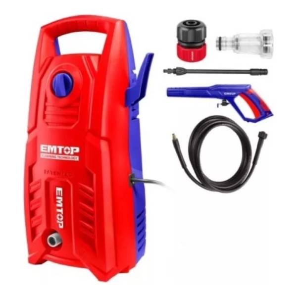 Hidrolavadora 130bar Autostop 1400w Emtop Color Rojo