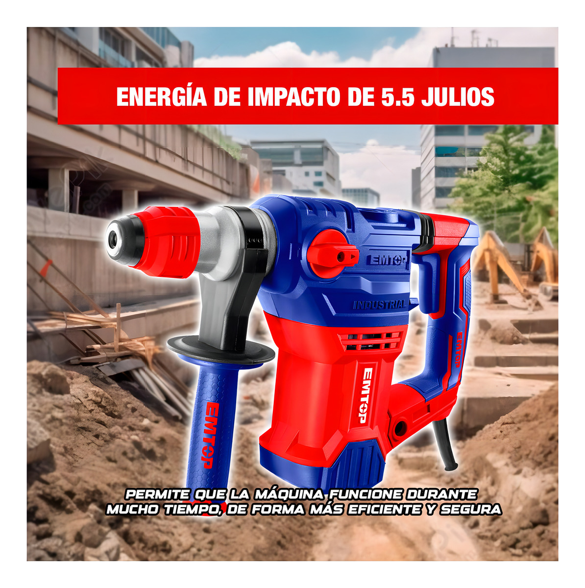 Rotomartillo Sds Plus Emtop Erhrp1502 Industrial 1500w 5.5j - Imagen 8