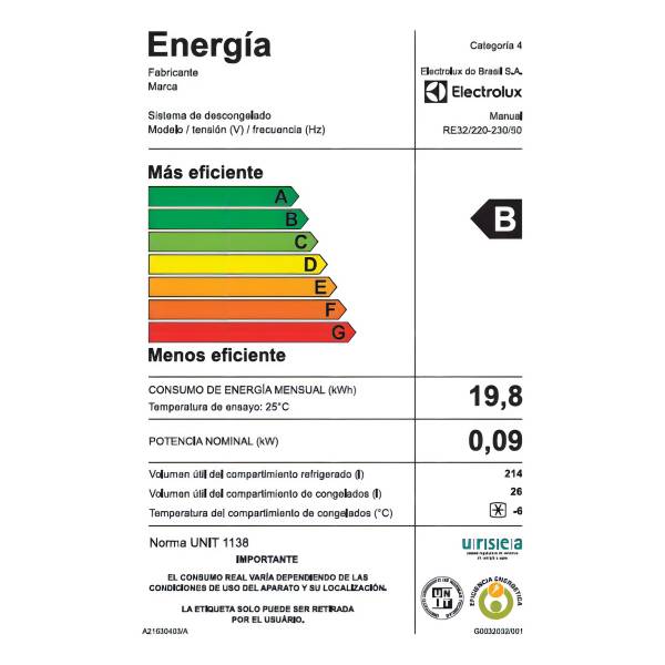 Heladera Refrigerador Electrolux Frio Humedo Re32 240 Litros Color Blanco - Imagen 5