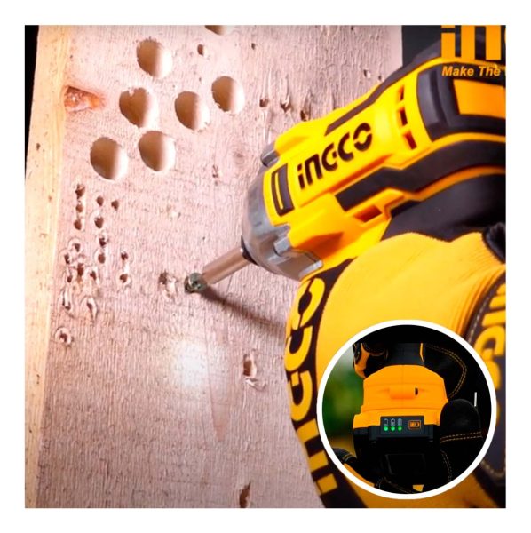 Set Atornillador Impacto 20v Y Atornillador 20v 10mm Ingco C - Imagen 7
