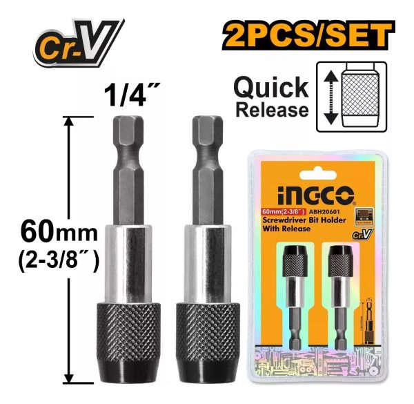 Set X 2 Adaptadores 1/4 P Atornillador Cr-v Ingco Abh20601 - Imagen 2