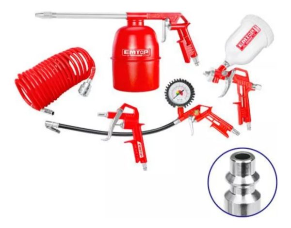 Kit De Accesorios P/compresor Aire Y Pintura 5 Piezas Emtop - Imagen 3