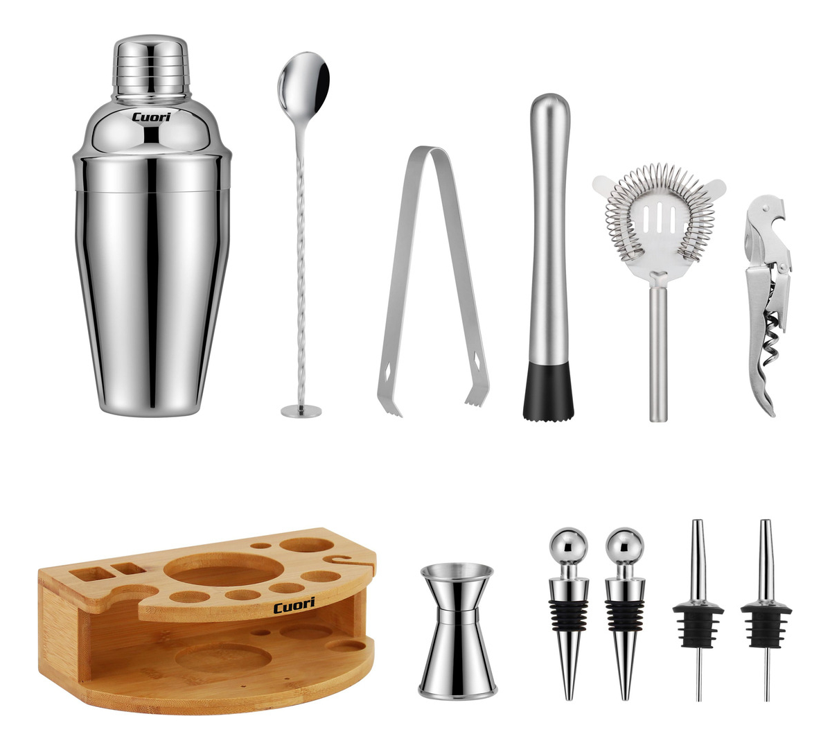 Set Coctelería Cuori Bar 12 Pzs Acero Inoxidable + Soporte C - Imagen 2