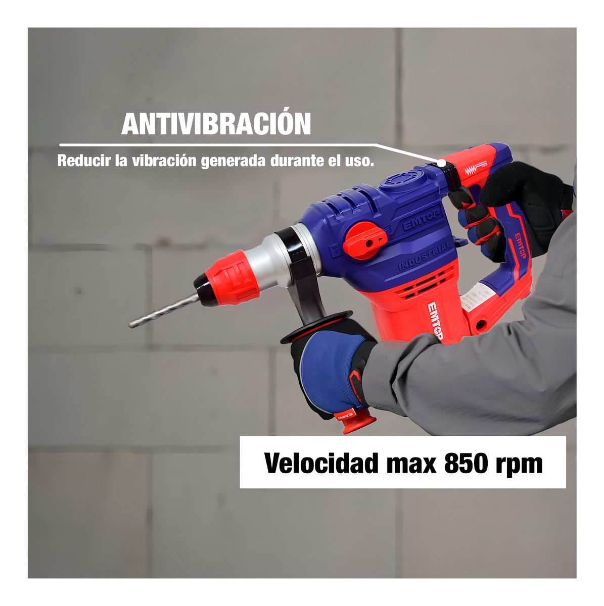 Rotomartillo Sds Plus Emtop Erhrp1502 Industrial 1500w 5.5j - Imagen 5