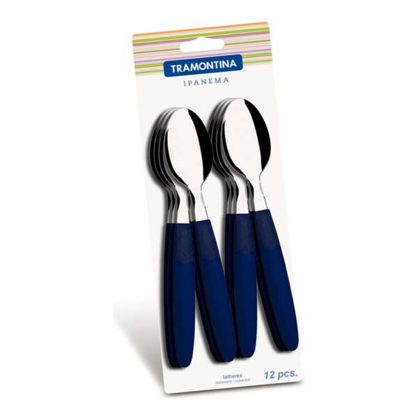 Cuchara De Mesa Con Mango Azul Tramontina Ipanema 12 Pzs