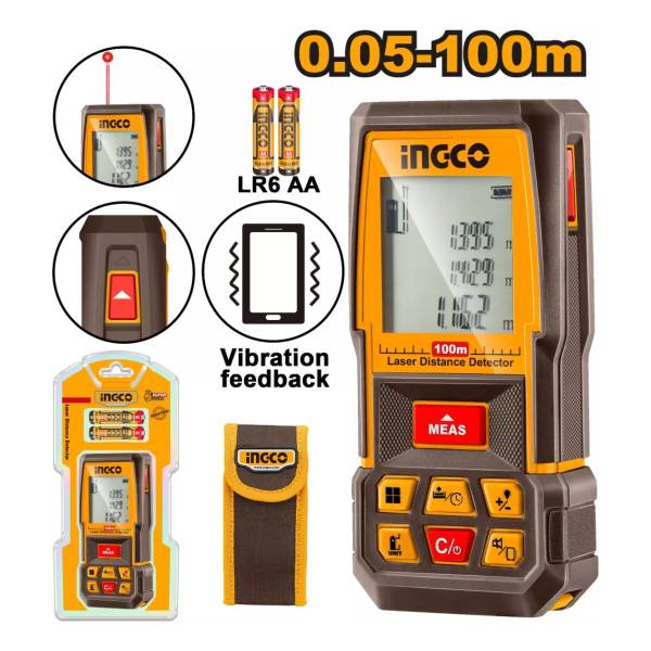 Medidor De Distancia Laser 100mts C/estuche Ingco Hldd1008
