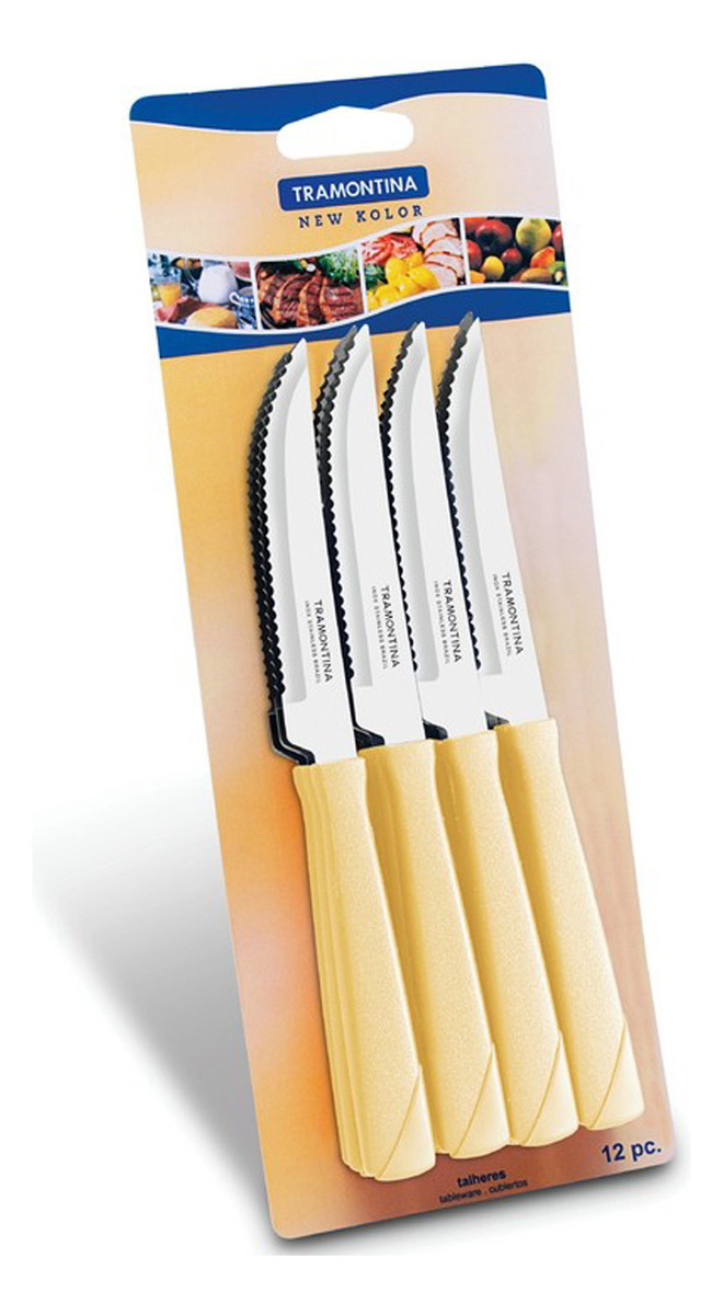 Cuchillos De Mesa En Plastico Marfil 12 Pzas New Kolor