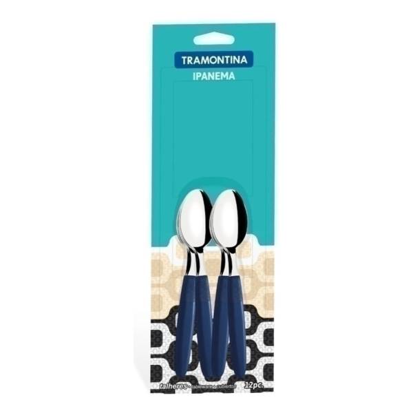Cuchara De Té Con Mango Azul Tramontina Ipanema 12 Pzs