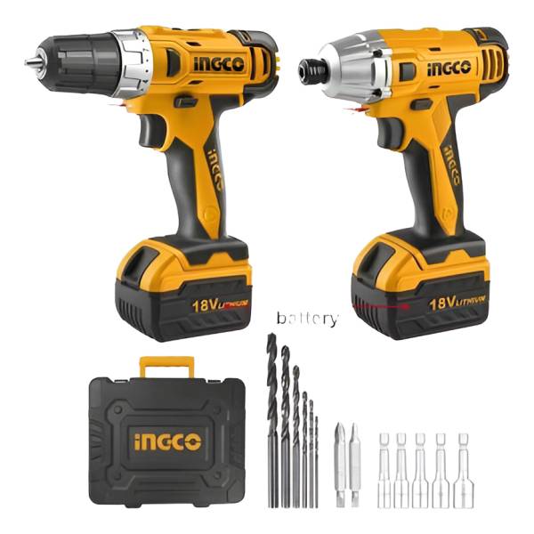 Ff Kit Atornillador 18v + Llave Impacto 2 Bateria 18v Ingco