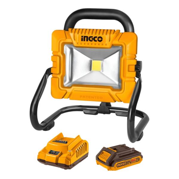 Reflector De 20w Portatil + Bateria 2ah Y Cargador Ingco Car