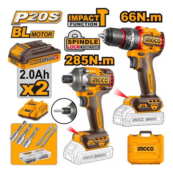 Kit Taladro Atornillador Percutor 66nm + Impacto Ckli20277 - Imagen 3