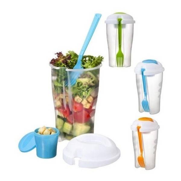 VASO HERMETICO PARA ENSALADA 730 ML KEEP TO GO (4 AM. 2 RO. 1 TUR)