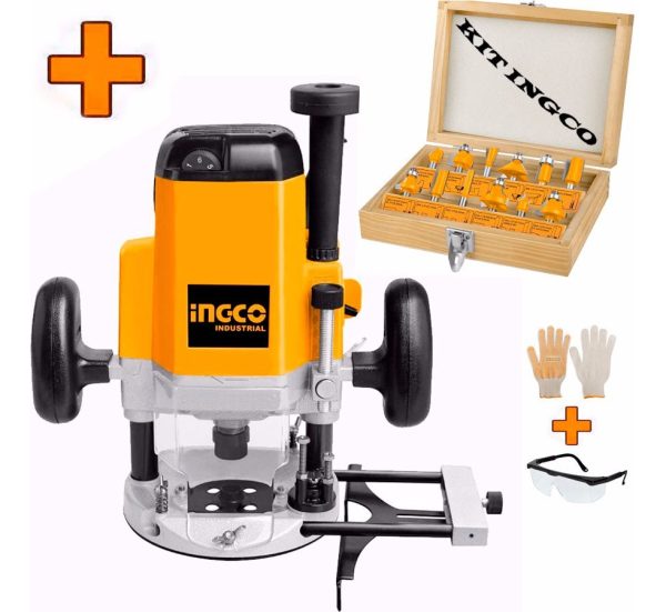 Ff Kit Trompo Router Fresadora Ingco 12mm 2200w+12 Fresa 6mm - Imagen 2
