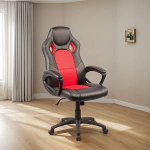 Silla Gamer 8 Giratoria Negro Y Rojo Rueditas