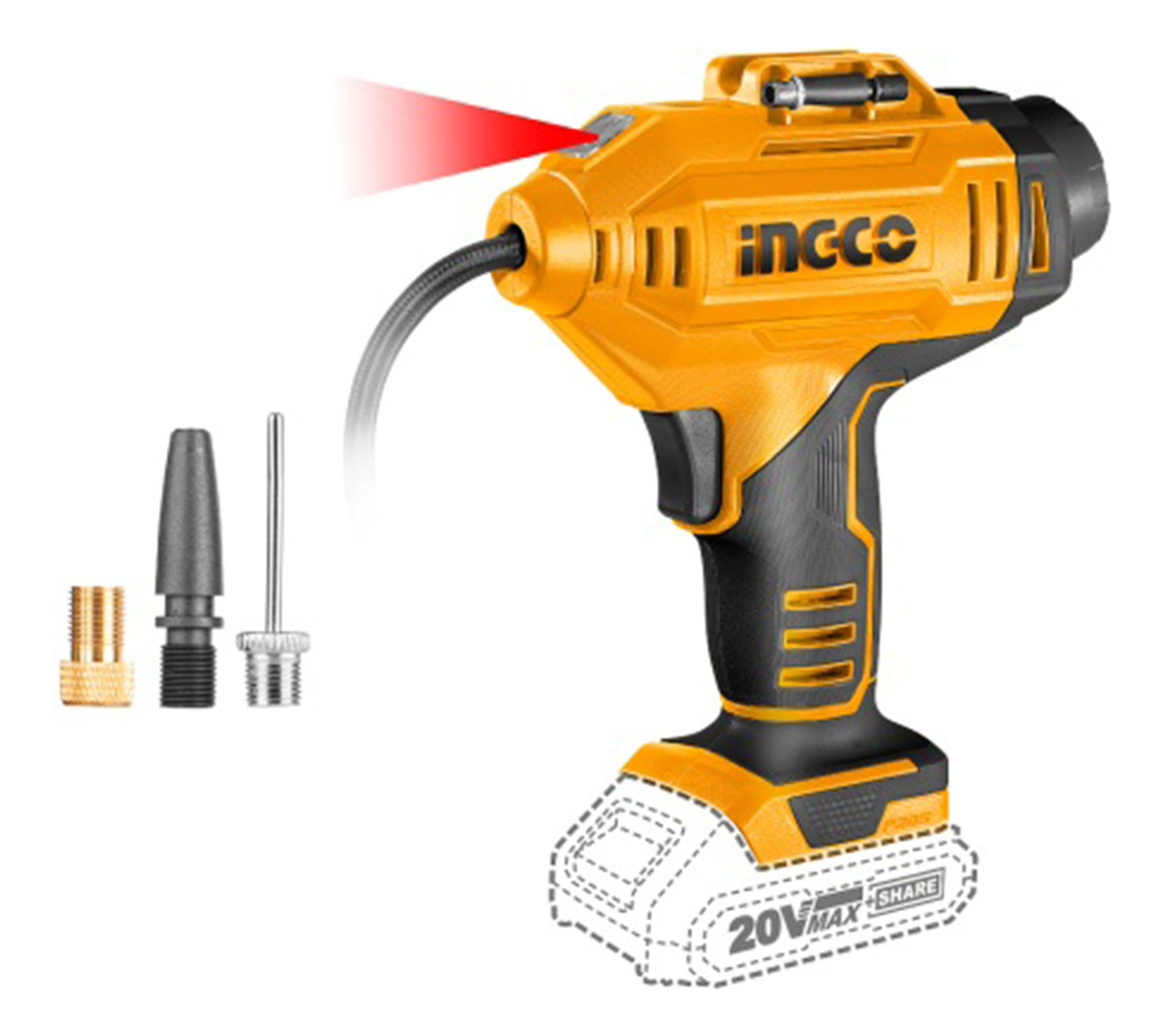 Inflador Compresor 20v P20s S/bat Ingco Cacli2018