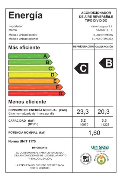 Aire Acondicionado Smartlife Frío/calor 12000btu Gas Eco R32 - Imagen 3