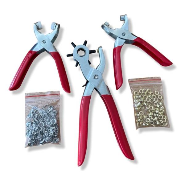 Set De 3 Piezas Sacabocado Pinzas Coloca Ojalillos Equus