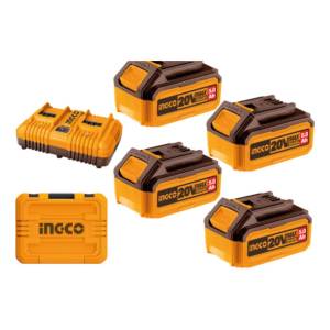 Set X 4 Baterias 5ah + Cargador Doble + Valija Ingco Fbcli20