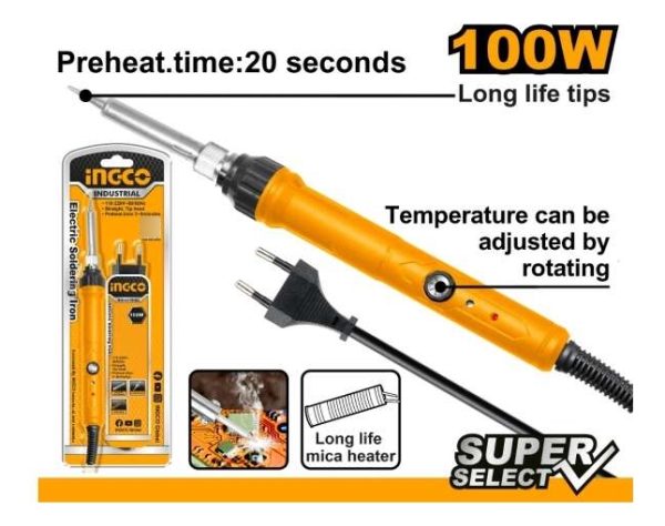Soldador Lapiz Estaño 100w Temp Ajustable Ingco Si0110831 - Imagen 2