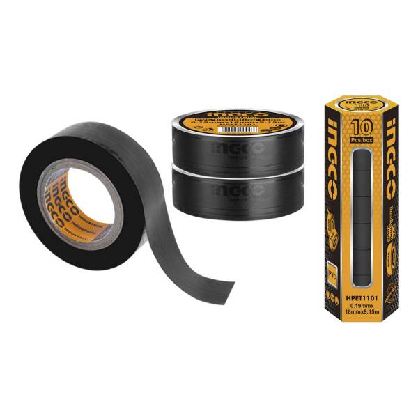 Cinta Aisladora Ingco Negra 18mm Pack X 10 Unidades Hpet1101