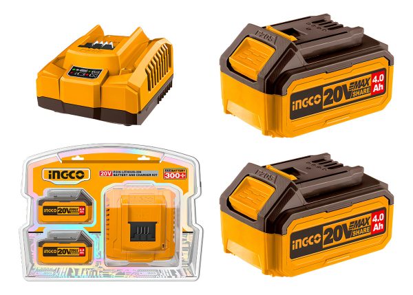 Set X 2 Baterias 20v 4amp + 1 Cargador Ingco Fbcpk1424 - Imagen 2