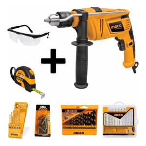 Kit Herramientas Taladro Ingco 850w +mechas+cinta 3m+lentes
