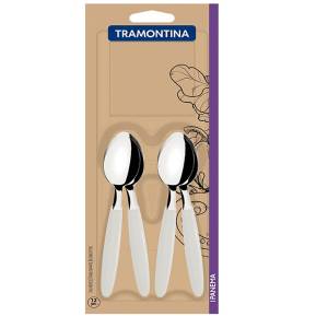 CUCHARA DE TÉ 12 PIEZAS TRAMONTINA MANGO BLANCO IPANEMA