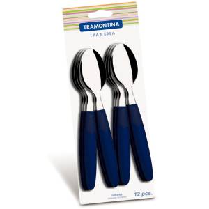 CUCHARA DE MESA CON MANGO AZUL TRAMONTINA IPANEMA 12 PZS