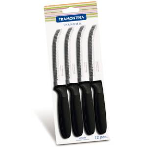 CUCHILLO DE MESA CON MANGO PLÁSTICO NEGRO TRAMONTINA IPANE 12 PZS
