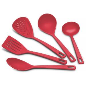 JUEGO DE UTENSILIOS EN NYLON TRAMONTINA COLOR ROJO UTILITA 5 PZS