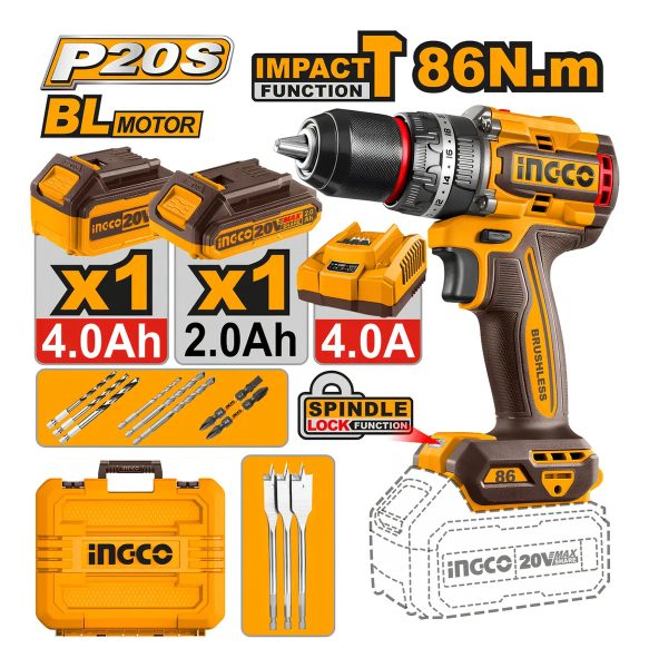Taladro Atornillador Percutor 20v 86nm Cidli20868 - Imagen 3