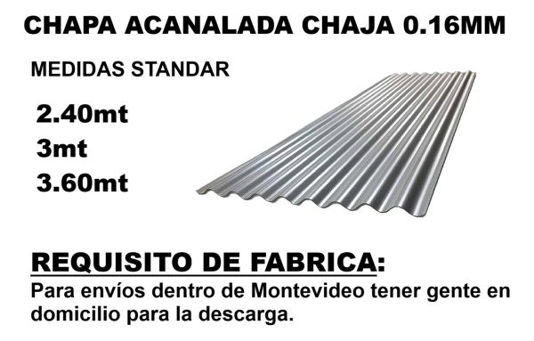 Chapa Acanalada Galv. Chapanel 3.60mt 0.16mm Armco Chaja - Imagen 3