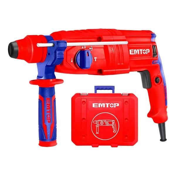 Rotomartillo Emtop 800w 220v 3 Brocas Y 2 Cinceles Febo Color Rojo Con Azul