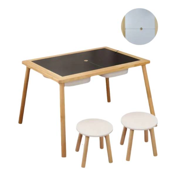 Mesa Y Banco Sillita Infantil De Madera Sensorial