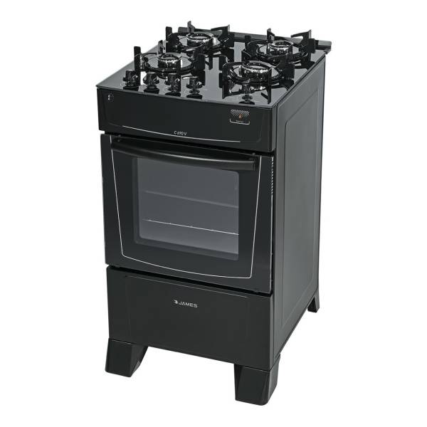 Cocina Gas Mesa Vidrio Templado James C 690 V Negra Color Negro
