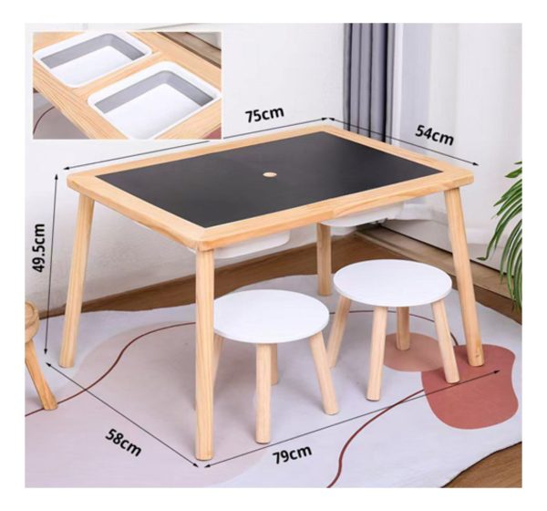 Mesa Y Banco Sillita Infantil De Madera Sensorial - Imagen 3