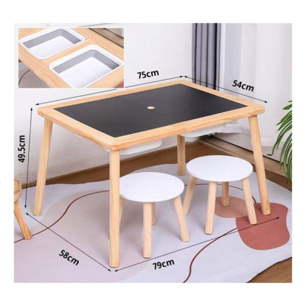 Mesa Y Banco Sillita Infantil De Madera Sensorial - Imagen 3